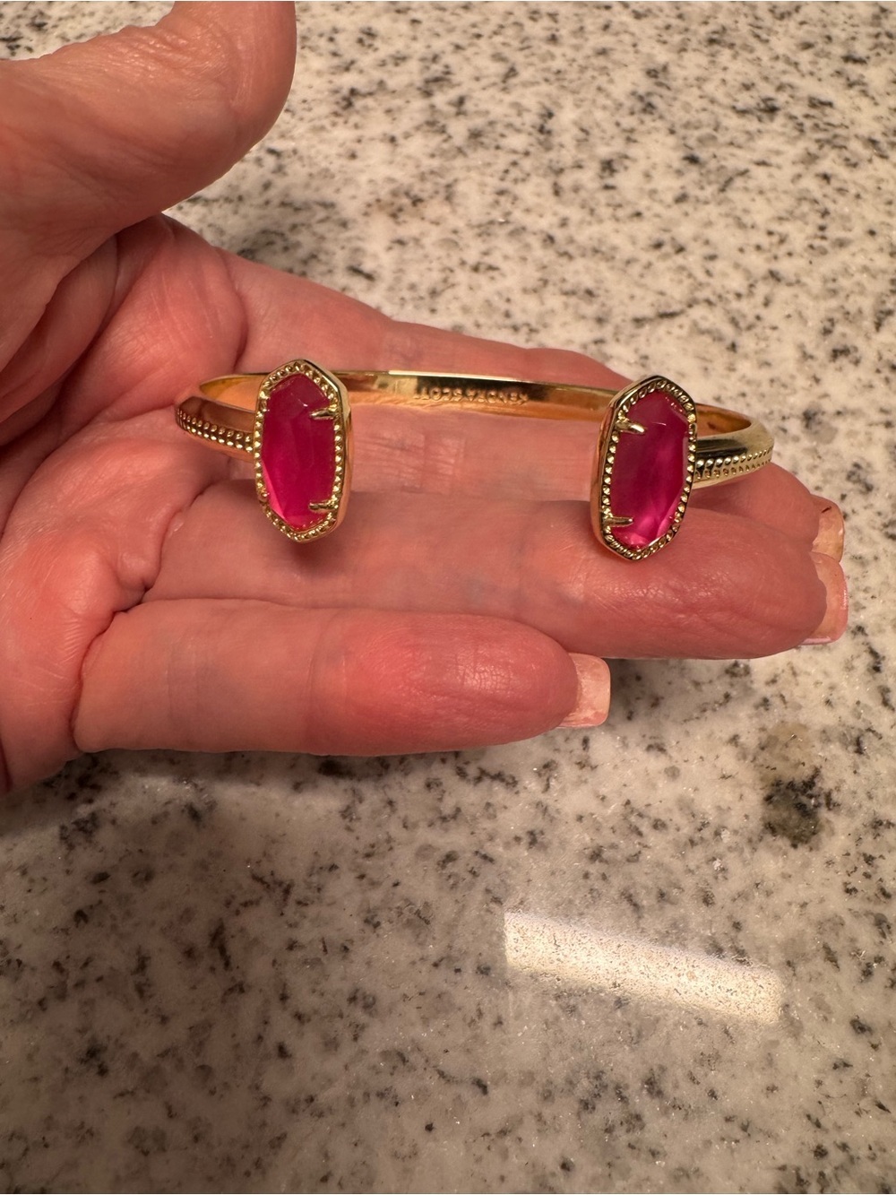 Kendra Scott Gold Cuff Bracelet with Pink Stones